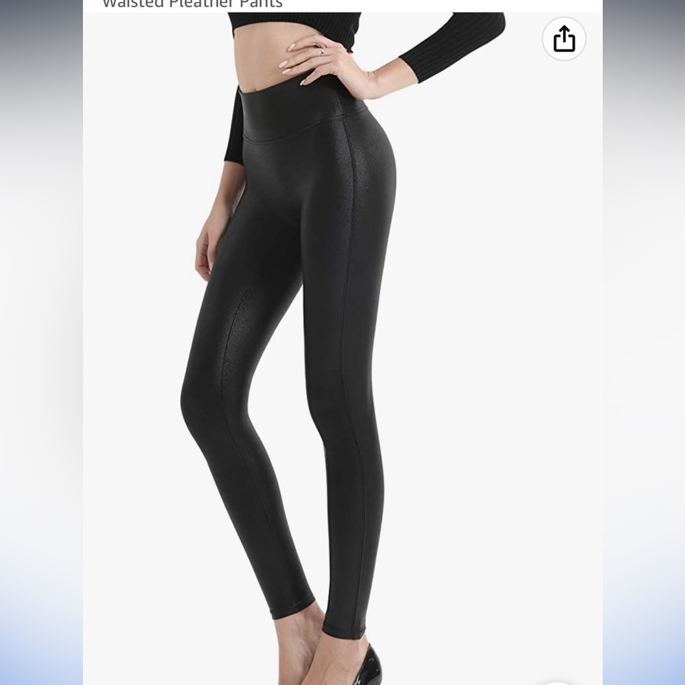 Retro Gong Womens Faux Leather Leggings Stretch High Waisted Pleather Pants